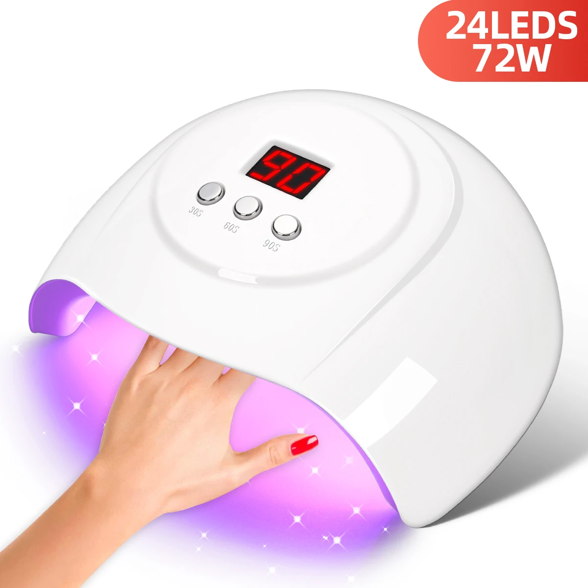 Professional 24LEDS UV LED Nail Lamp For Curing Gel Nail Polish 72W Nail Drying Lamp With Auto Sensor 3 Timer Setting Salon Tool