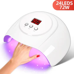 Professional 24LEDS UV LED Nail Lamp For Curing Gel Nail Polish 72W Nail Drying Lamp With Auto Sensor 3 Timer Setting Salon Tool