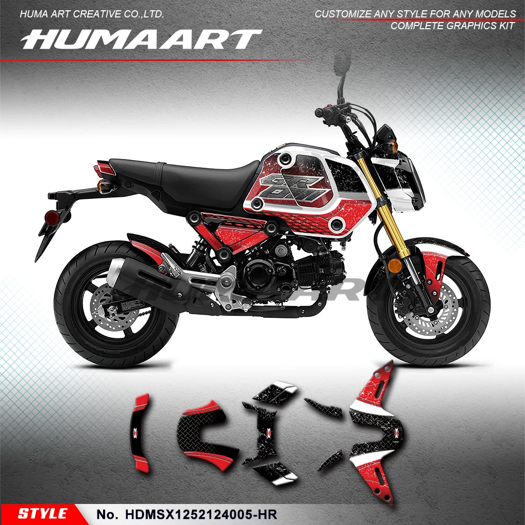 HUMAART Custom Stickers Wrapping for HONDA Grom MSX 125 2021 2022 2023 2024 Pocket Bike, Minibike, Accessory,HDMSX1252124005-HR