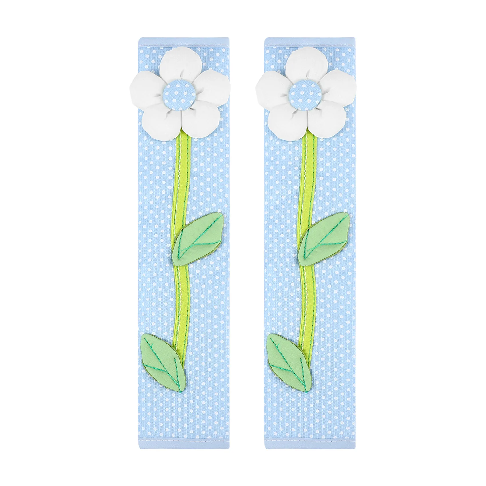 2PCS Pastoral Flower Polka Dot Door/Refrigerator Handle Cover Fridge Door Handle Gloves Home Decor Kitchen Accessories Blue