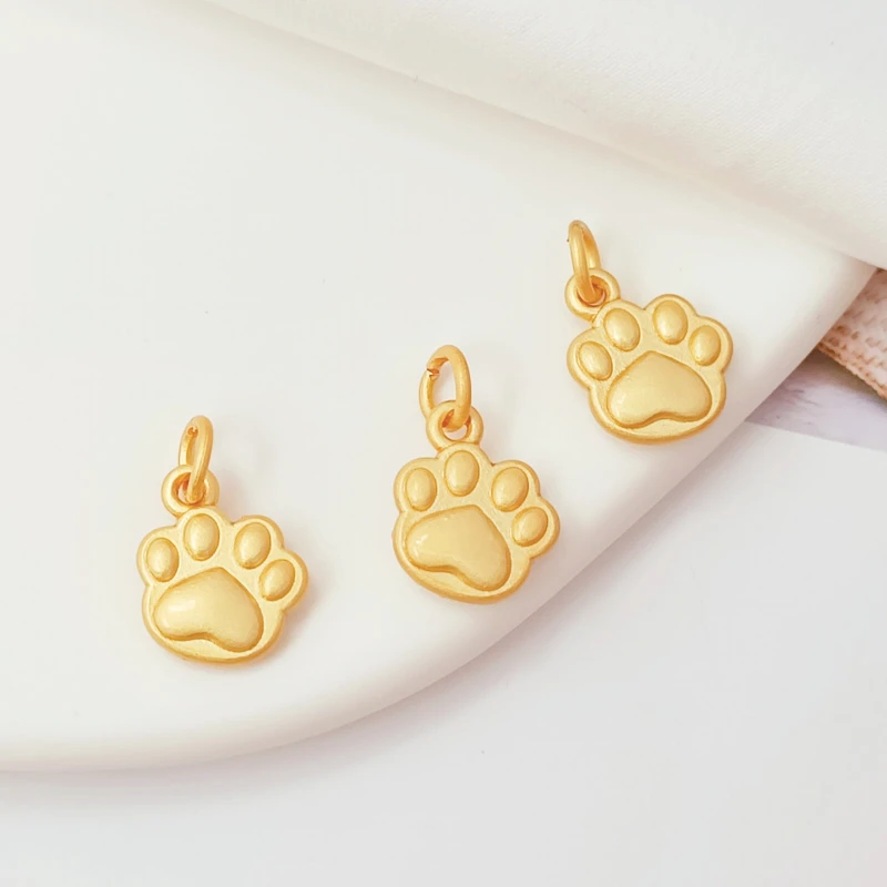 6 Pieces 18K Gold Curved Cat Paw Print Cute Jewelry Pendant  Handmade DIY Bracelet Necklace Brass Pendant Accessories