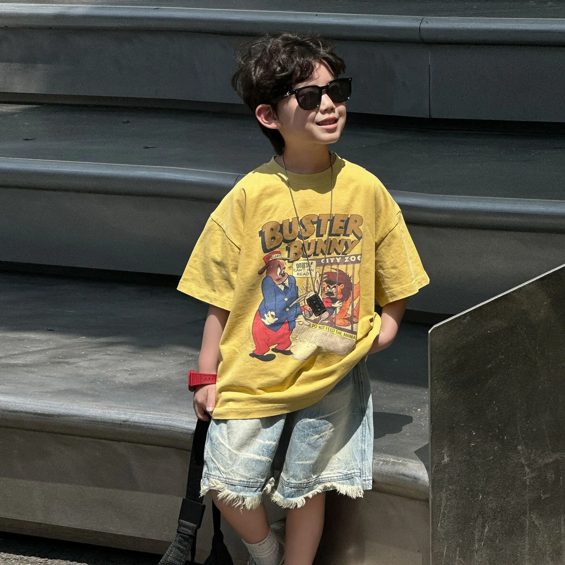 2026 New Small and Medium Children's Summer Edition Printed Mid Sleeve Trendy T