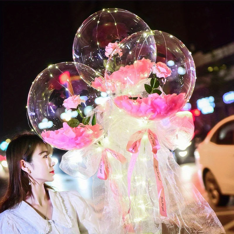 

1pcs Petal Bobo Ball Wedding Birthday Decoration Valentine's Day Scene Layout Romantic Atmosphere Flower Helium Balloon Floating