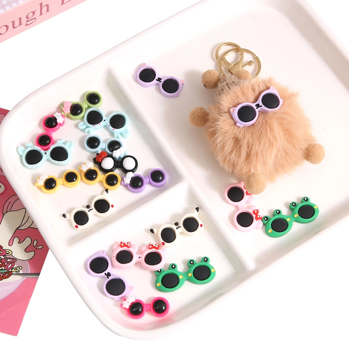 

5/10Pcs Acrylic Cute Mini Cartoon Glasses Frog Owl Deer Fashion Decorative Crafts For Making DIY Doll Kids Gifts Accessories