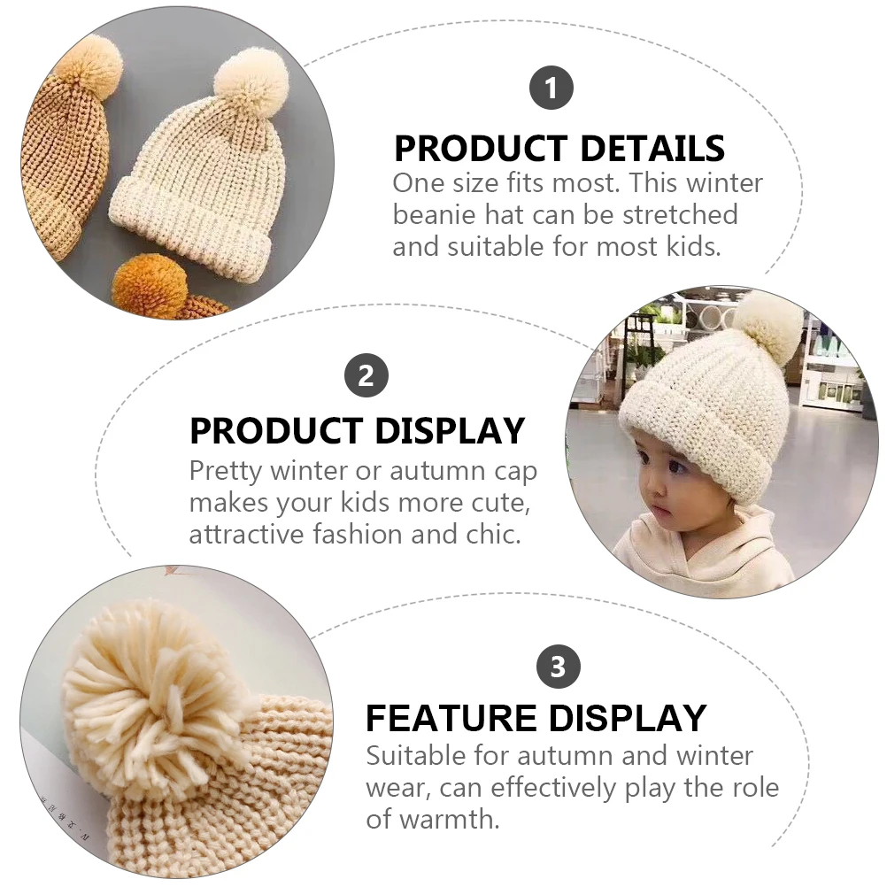 

Baby Knitted Kids Woolen Warm Hat Toddler Beanie Yarn Newborn Cute Hats Fashion Kids Woolen Hat Photography Gifts