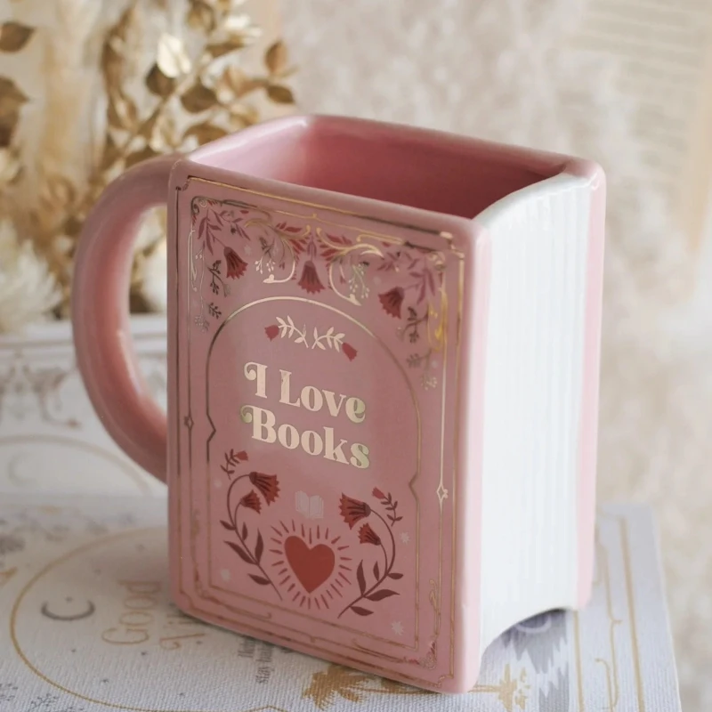 Ceramic Coffee Cup Book Shaped Mug with Handle Creative Coffee Cup Novelty Tea Hot Chocolate Unique Gift for Book Lovers Readers