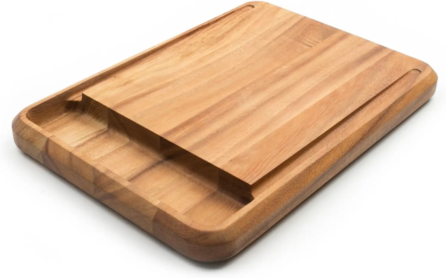 

Acacia Wood Cutting Board with Crumb Catcher, 10.5x15x1.25 inches, Premium Kitchen Serve and Slice