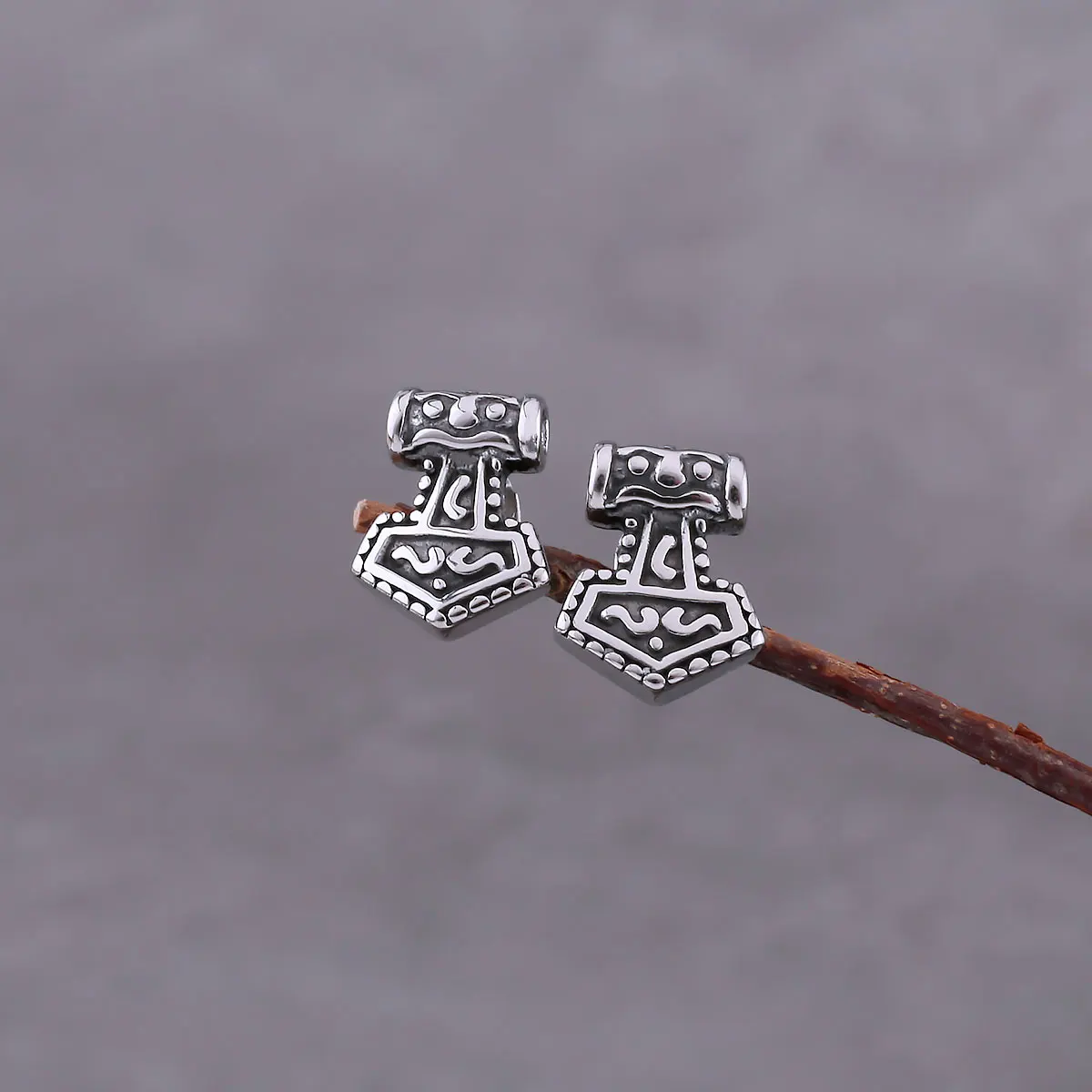 Nordic Vikings Anchor Stud Earrings For Men Stainless Steel Odin Thor\'s Hammer Amulet Accessories Vintage Fashion Jewelry Gift