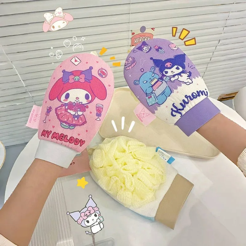 

Sanrio Kuromi My Melody Cinnamon Roll Bath Bubble Bath Ball Home Cute Cartoon Bath Gloves Double-Sided Children's Holiday Gift