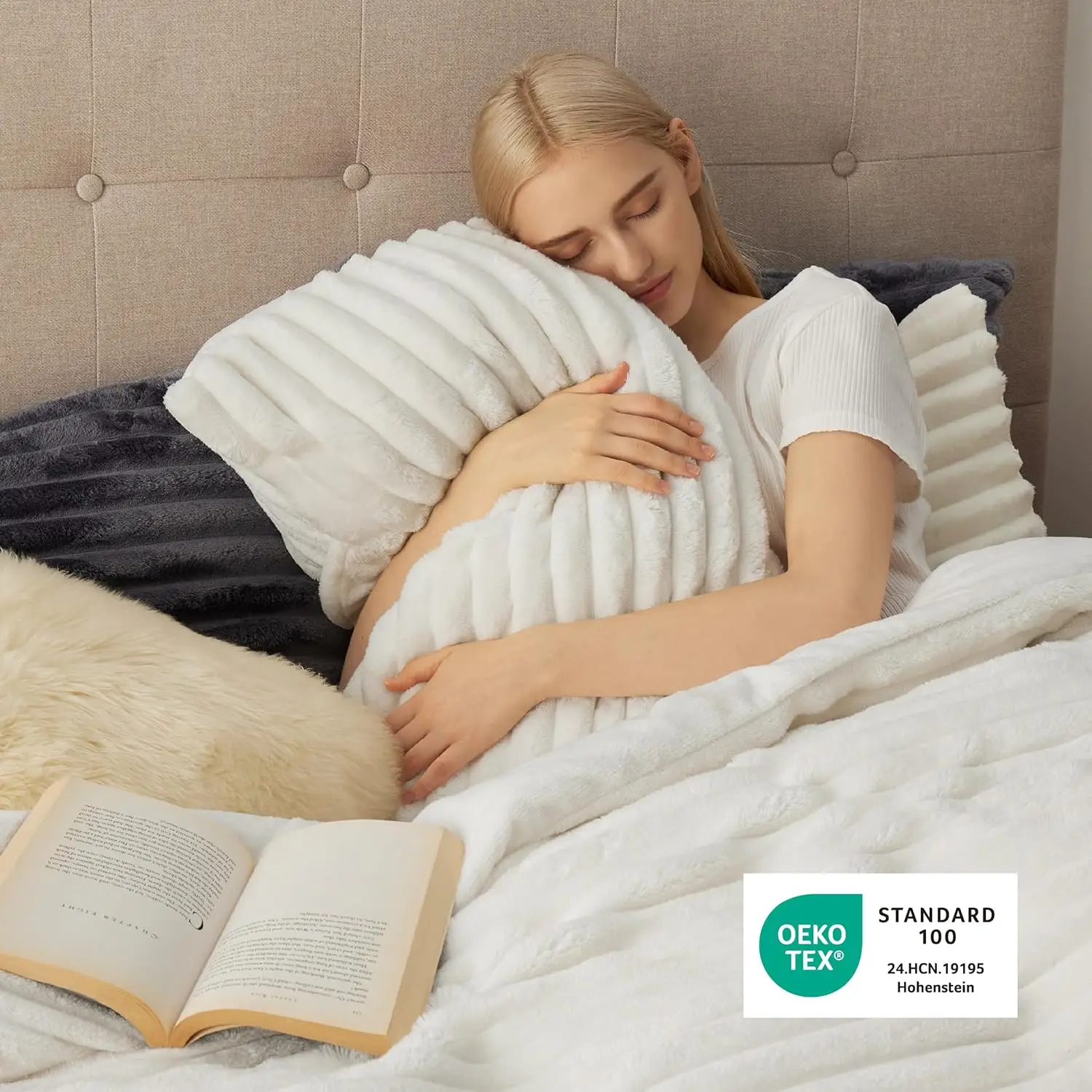 Ultra Soft Flannel Duvet Cover Set Queen Size, Warm Winter Bedding with Striped Pattern, 3 Pieces