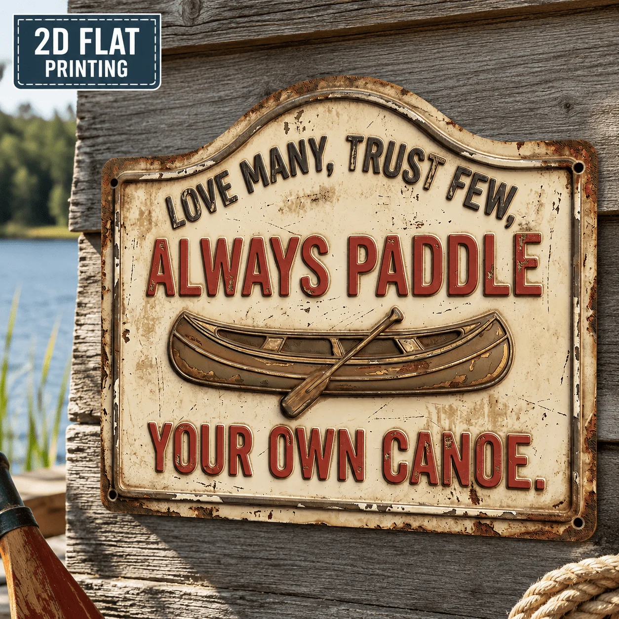 2D Flat  1pc, Canoe Sign, Lake Plaque, Outdoor Decor, Aluminum Sign(12'X9.8'), Garden Sign, Patio Sign, Yard Decor, Porch Decor