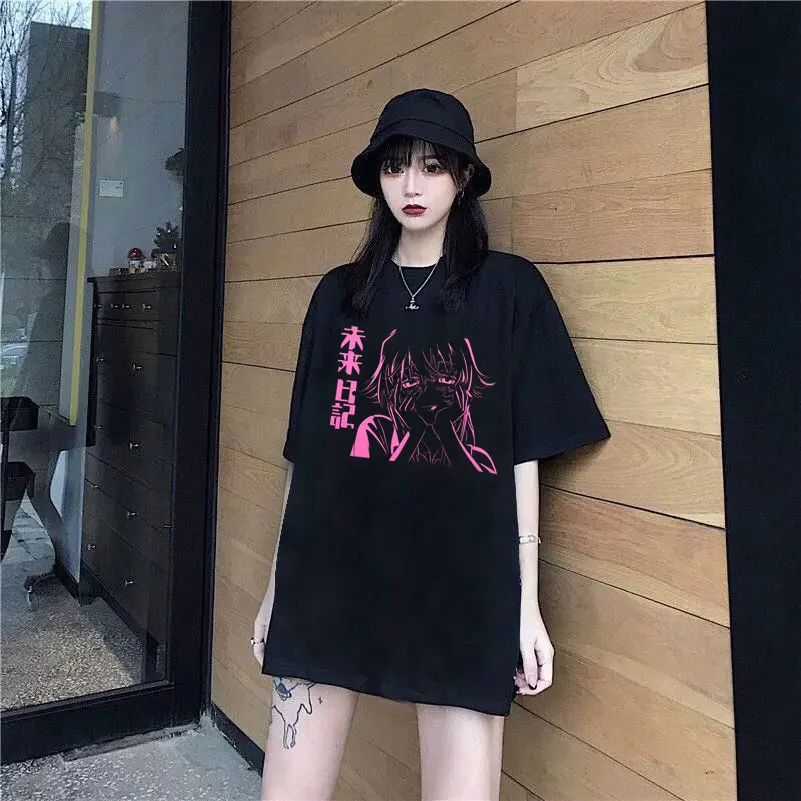 Ladies Tops Harajuku Fashion Tees Women T-Shirts Japanese Anime Print Streetwear Tops Casual Short Sleeves Oversized T Shirt