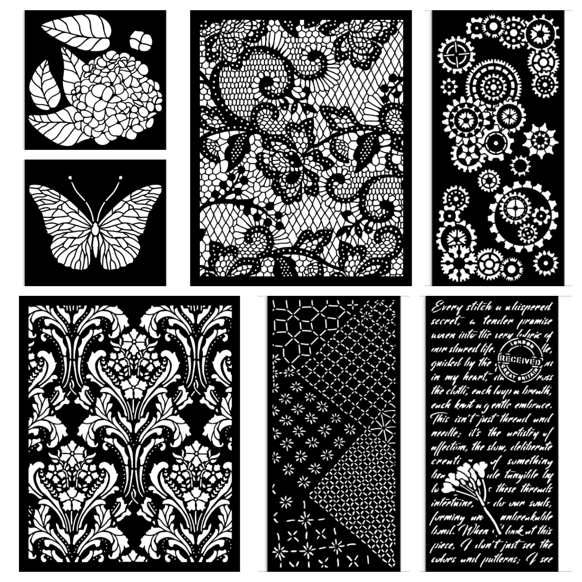 Winter Holiday Layered Stencils Christmas Snowflakes Floral Lace Flowers Stencil Coloring Craft DIY Scrapbook Template Decor