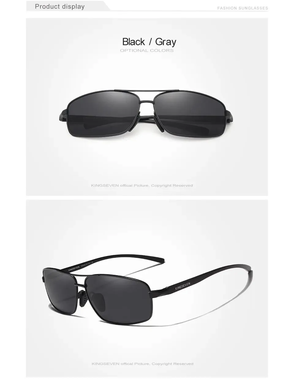 KINGSEVEN Marke Männer Polarisierte UV400 Sonnenbrille Vintage Retro Rechteck Klassische Gläser Anti-glare Fahren Golf Sport Brillen – Detail 6