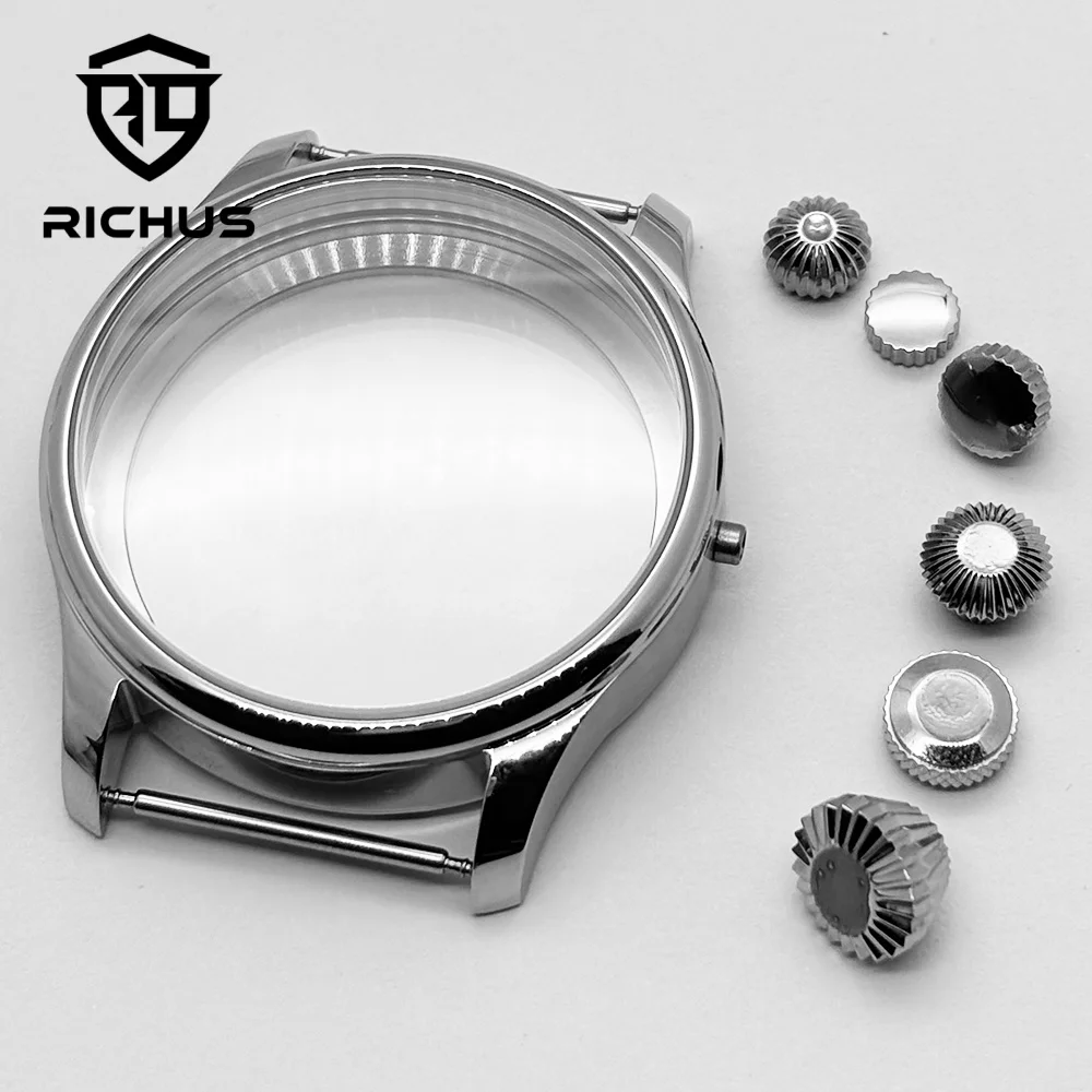 RICHUS ETA6497 Case 40.6mm Silver Watch Case Fit ETA6497 6498 ST3600 ST3620 ST36 Movement