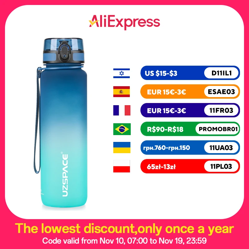 1000ML Leakproof Sport Water Bottle