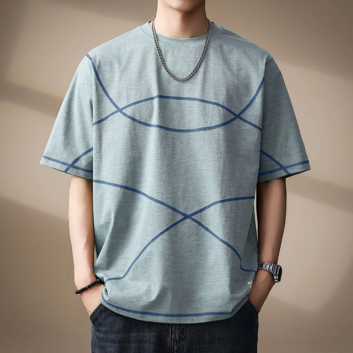 Summer American Style New Fashion Men Color-coded O-neck Short Sleeve Casual Trendy Simple Basic T-shirts Male Top Clothes Tees