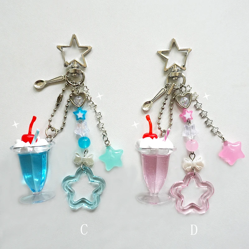 Llavero Cream Soda Y2K rosa y azul, colgante para bolso a juego, 1 unidad
