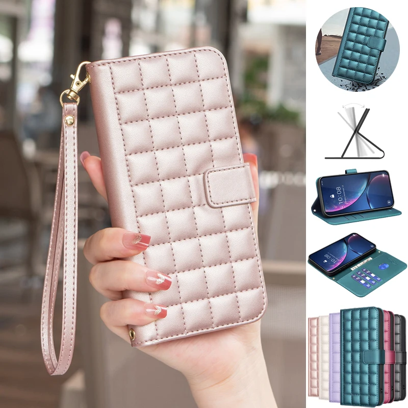 Case For Samsung Galaxy A05s A05 A25 5G A15 Funda Leather Flip Stand Wallet Phone Cases For SamsungA05s SamsungA05 Plaid Cover