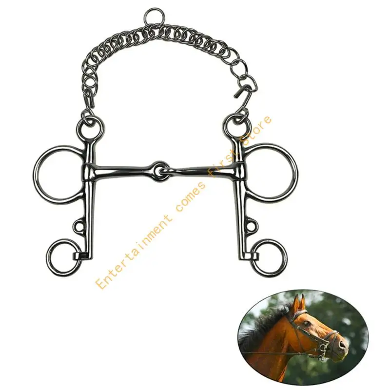 Stainless Steel Horse Bit with Jointed Design, Side Hardware and Curb Chain for Schooling, Daily Use, and Bridle Use 55KD