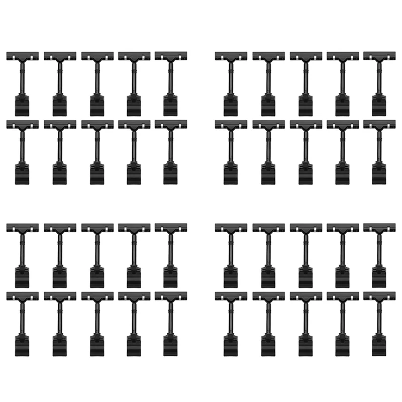 موصى به للغاية-40 قطعة حامل علامة بلاستيكي قابل للتعديل ، مشبك على نمط مزدوج الرأس عرض مقاطع الدورية إعادة استخدام علامة شارة السعر Fo #2