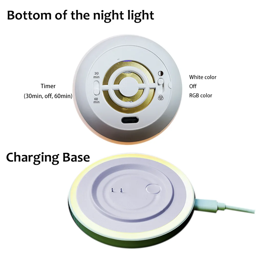 Touch Sensor LED Night Light, mudança de cor, lâmpada de cabeceira regulável, temporizador magnético separado, Pat Candeeiros de mesa para quarto