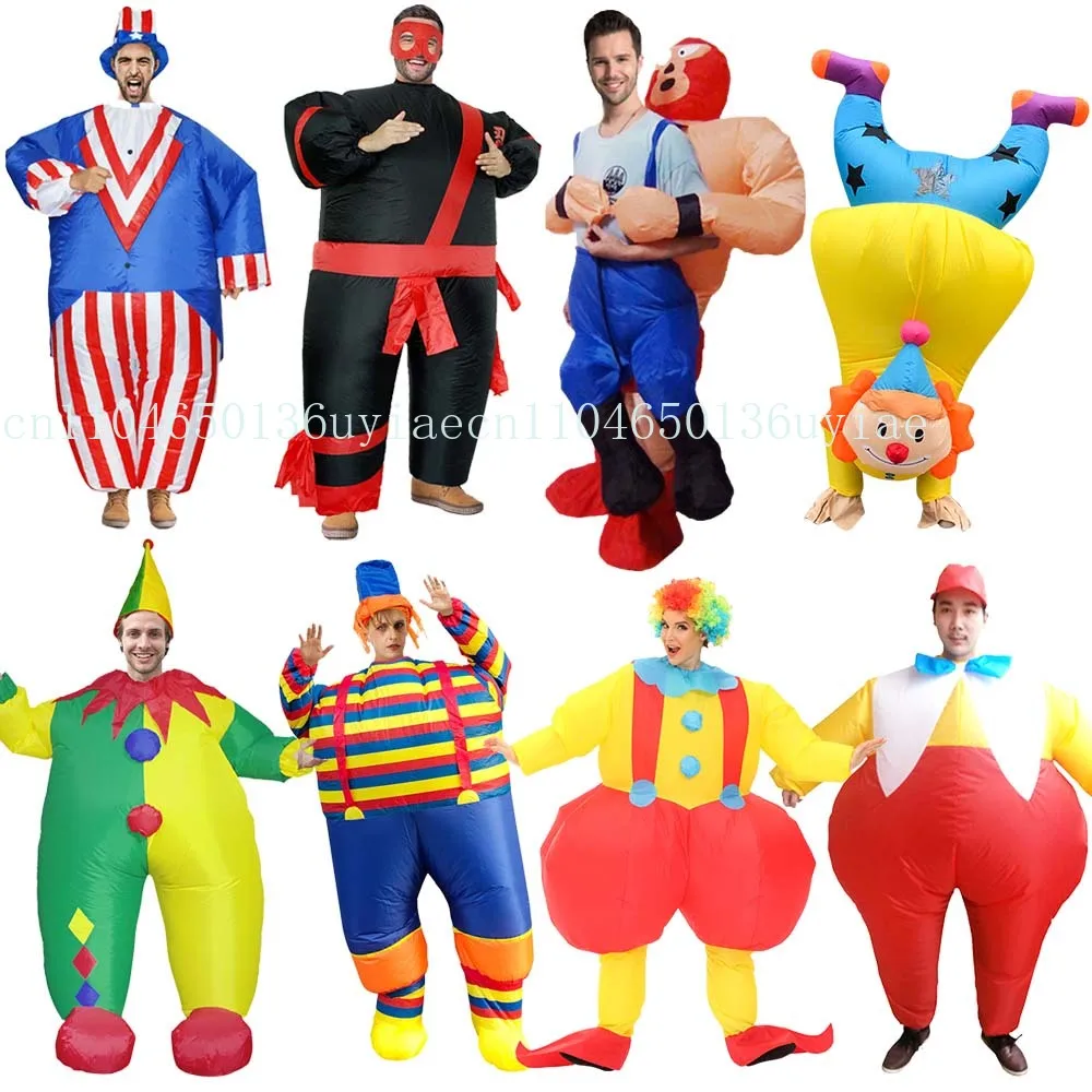 

New clown inflatable costume, funny suit, mascot Purim, Halloween and Christmas party Cosplay costume for adults, with multiple
