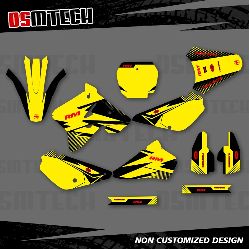 

DSMTECH для SUZUKI RM85 RM 85 2001 2002 2003 2004 2005-2018 графические наклейки наклейки мотоцикл фон индивидуальный номер имя