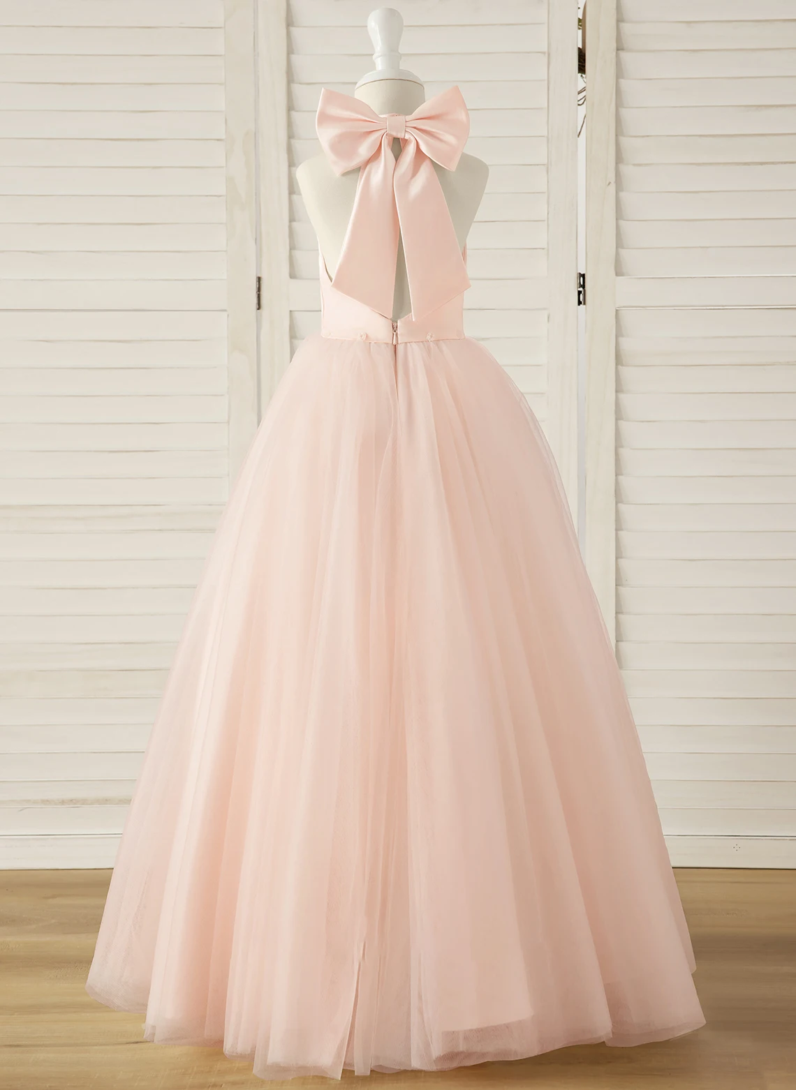 YZYmanualroom Ball-Gown/Princess Scoop Detachable/Court Train Satin/Tulle Flower Girl Dress