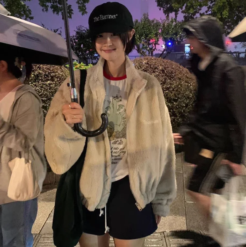 معطف TheBarnet Winter 2025 ort لامب فرو جايت بياقة واقفة من الجلد والفراء للنساء ملابس خارجية #5