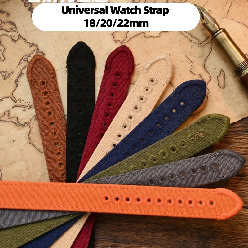 Bracelet de montre de remplacement universel en toile de haute qualité, 18/20/22mm, bracelet de montre de sport pour IWC Mark XVIII Longines Montblanc