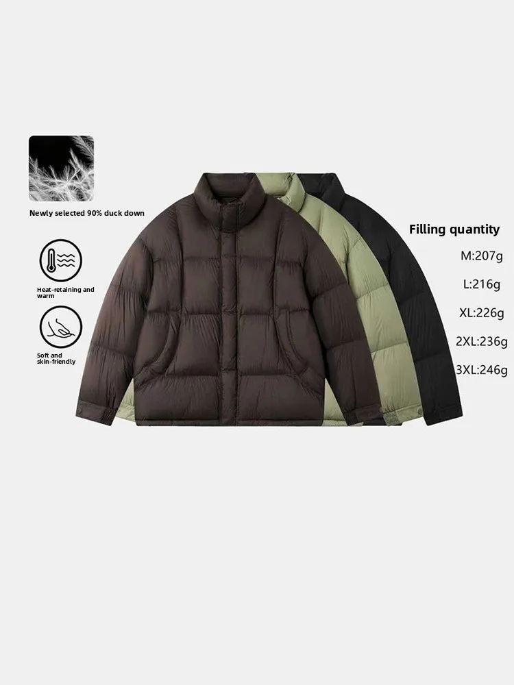 

Мужская свободная белая пуховая куртка Cloud Puff: теплая зимняя верхняя одежда с воротником-стойкой без капюшона, универсальная и комфортная