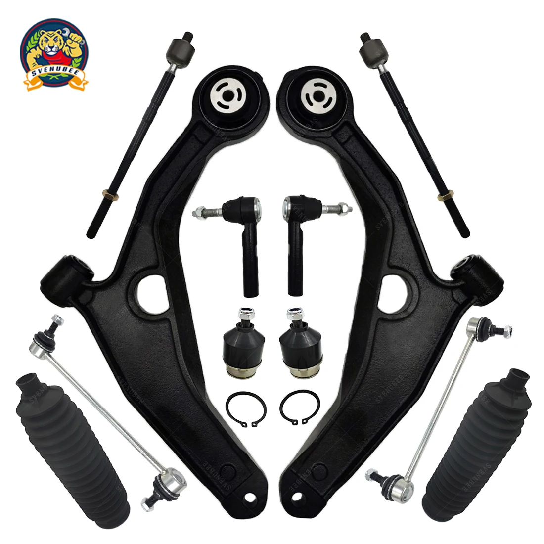 Svenubee Front Lower Suspension 12pcs Control Arm Ball Joint Tie Rod End Link for Dodge Avenger Chrysler 200 Sebring 2007-2014