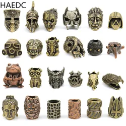 HAEDC 100 Styles Brass Paracord Beads DIY Woven Pendant Keychain Bracelet Pendant