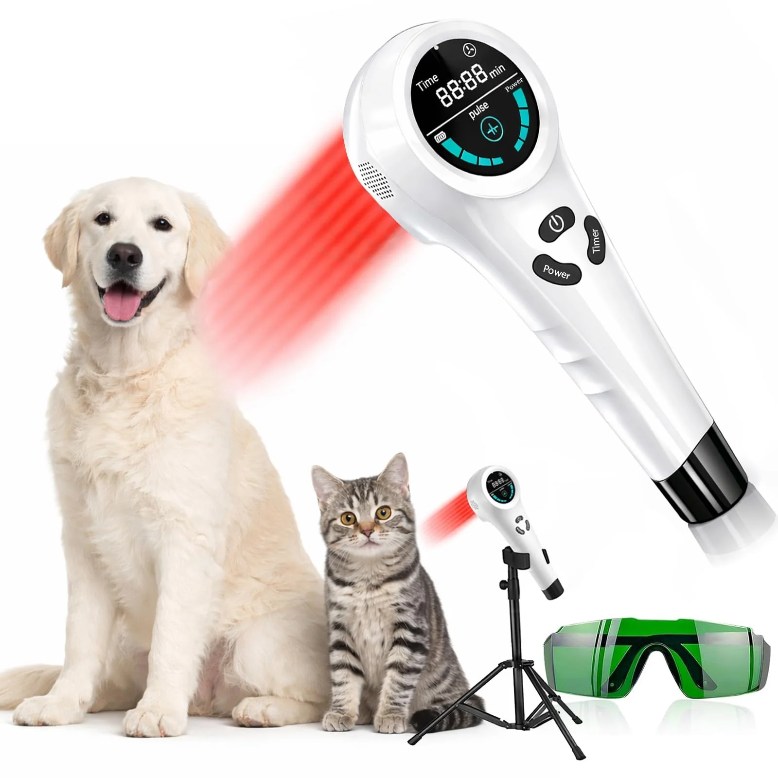

4*808nm Laser Therapy Device for Pet Pain Relief&Joint Support Tool Multi-Wavelength Red&Infrared Light Therapy for Arthritis