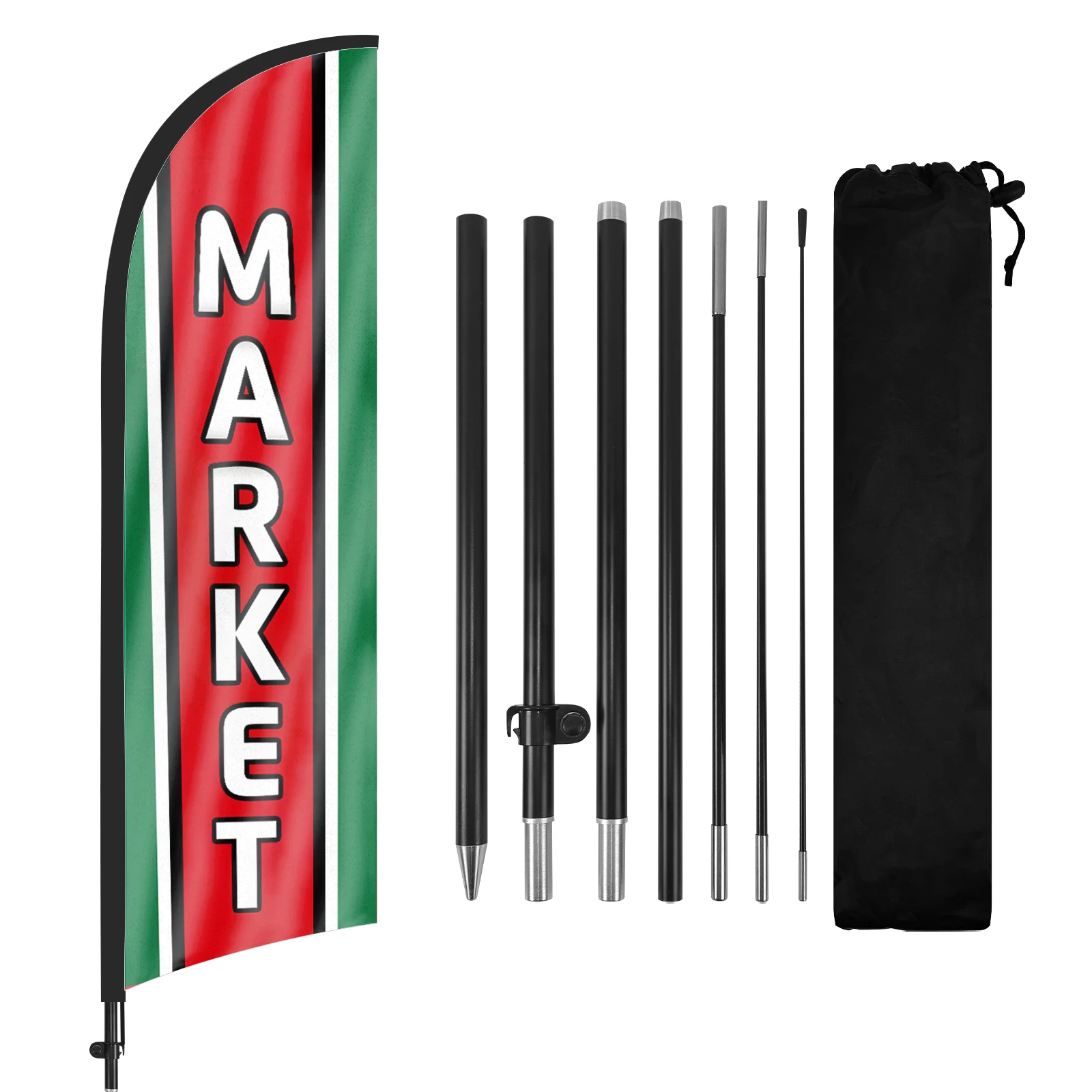 FSFLAG 1PCS 280CM The Market Feather Flag with Flagpole Advertising Outdoor Banner Decoration for Businesse and Storefront