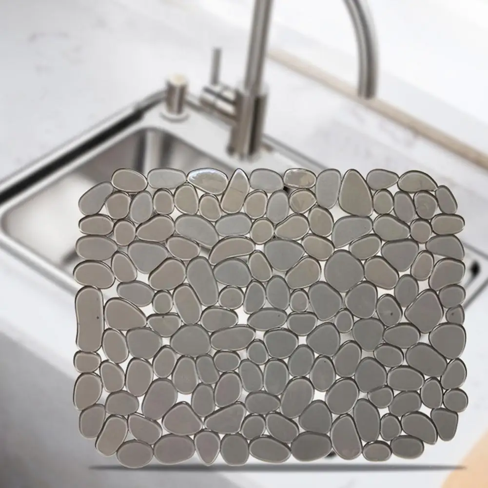 Pebble Design Sink Mat Dishwashing Mat Anti-skid Pebble Sink Mat Drainage Dishwashing Protector for Glassware Dishes Kitchen