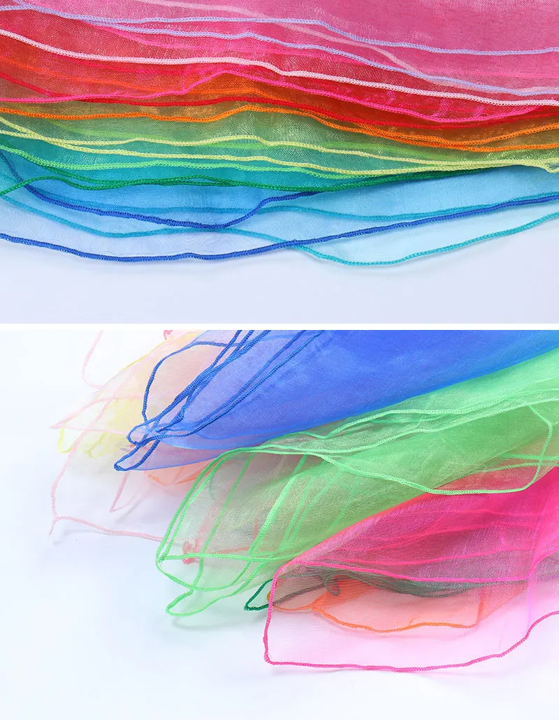 Neue Chiffon Nylon 60x60cm Garn Schal Dichten Nähen Rand Mesh Platz Kinder Bühne Leistung Solide Veränderbar seide Schals – Detail 7