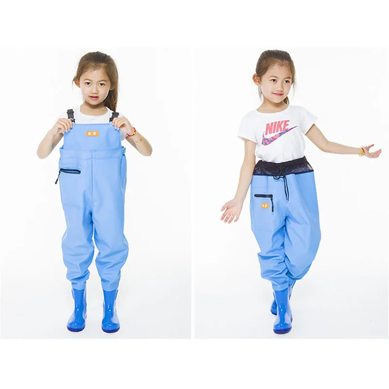 Kids Jumpsuit Waterproof Wading Pants With Rain Boots, Playing Water Sports Garden Beach Fishing Hunting Wader Trousers