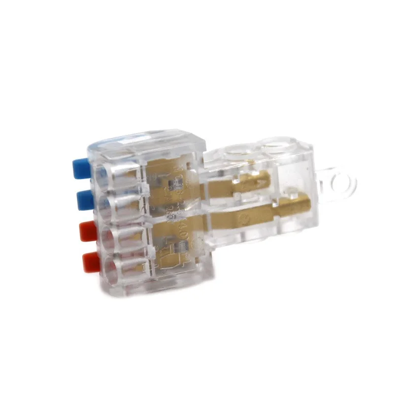 T-type Electrical Wire Connector Stripping-free Brancher Quick Cable Wiring Terminal Block Copper Core Two-in Four-out Branch