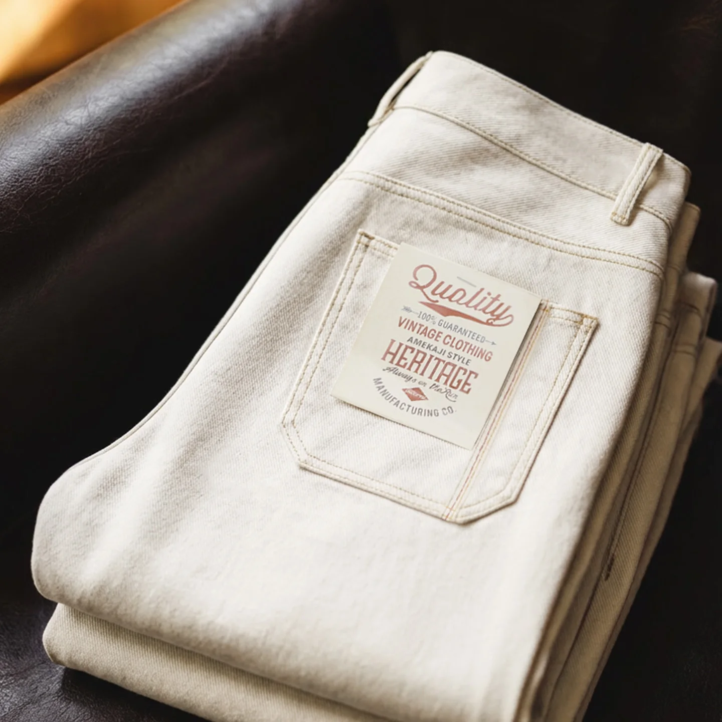 

Мужские винтажные белые джинсы Maden из плотного хлопка с эффектом потертости, прямого кроя, 100% хлопок, CleanFit, повседневные брюки на молнии для весны и осени