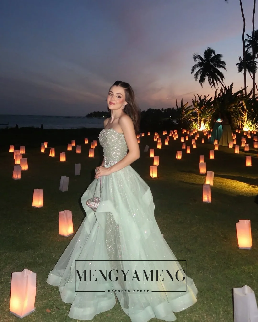 ZHUISHU Luksusowe sukienki damskie w kolorze miętowym na formalne okazje, szyte na miarę suknie wieczorowe bez ramiączek na studniówkę, nowa suknia bankietowa 2025