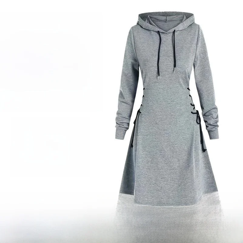 سترة طويلة بقلنسوة Dr المرأة عارضة البوليستر ألف خط تنورة طويلة Sve منتصف الخصر ألياف البوليستر Busin عارضة