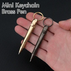 Mini Brass Pen Portable Cylindrical Bolt Ballpoint Pen Key pendant Business Signature Stationery Pen EDC Outdoors Writing Tools