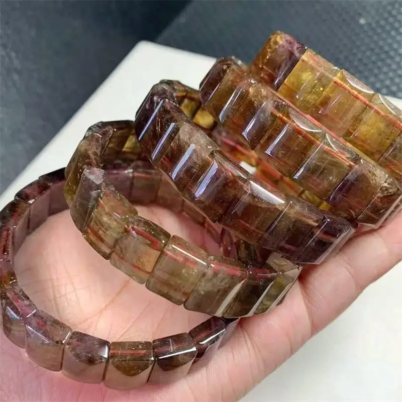 14MM Natural Aurora Quartz Crystal Bangle Crystal Healing Stone Stretch Polychrome Gemstone For Women Birthday Present 1pcs
