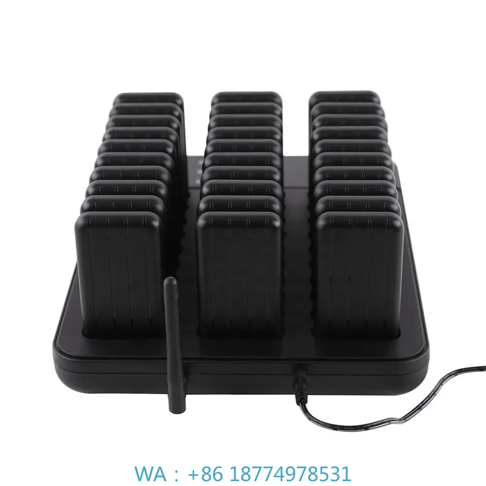 Beeper Wireless Waiter Calling System Coaster Pager Restaurant Rechargeable 30 Buzzers Waterproof Vibrating Cafe Queue Paging