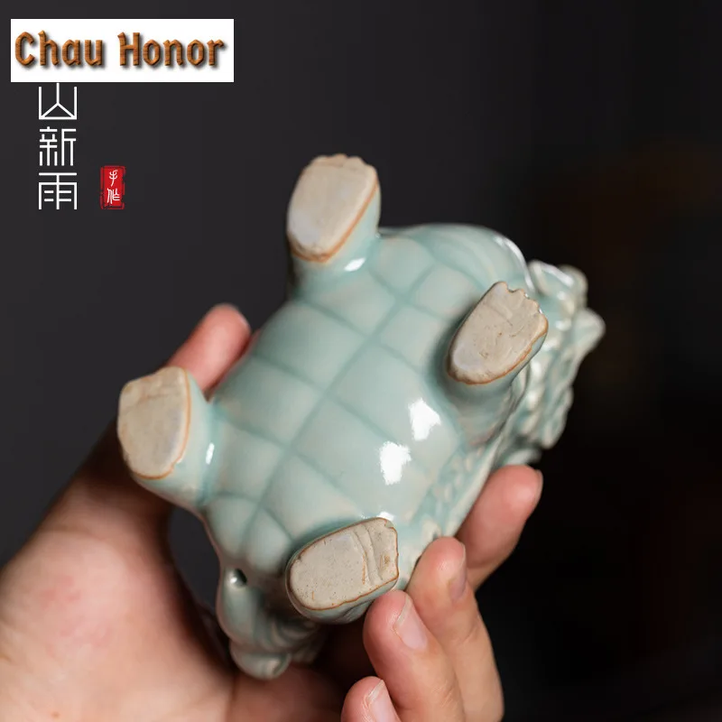 Longquan Celadon Dragon Turtle Tea Pet Elegant Tea Sculpture Tea Figurine Play Toys Tea Statue Ornaments Tea Ceremony Supplies view 4