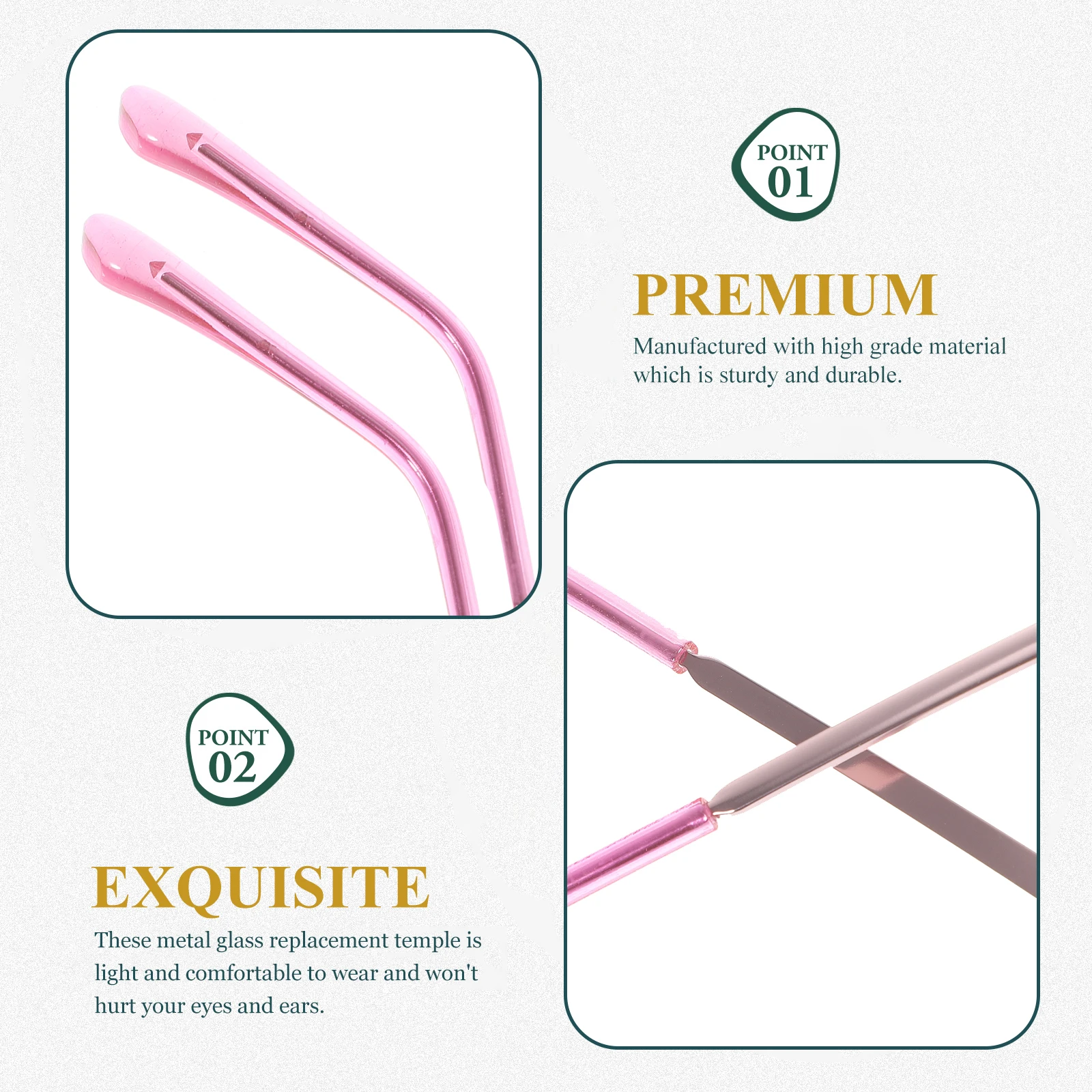 

1 Pair Fashionable Metal Glasses Temple Replacement Arms Universal Accessories Comfortable