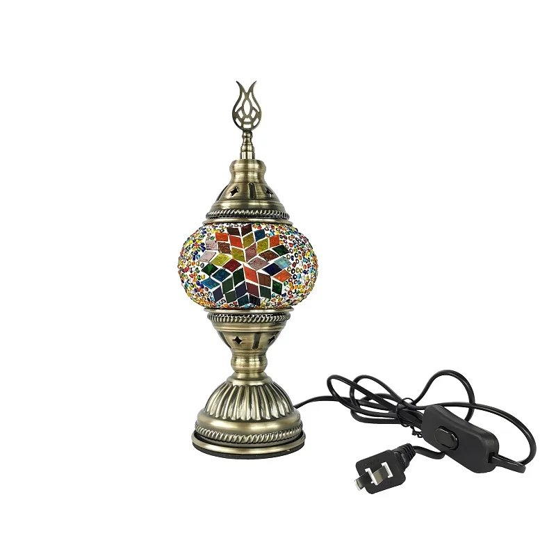 DurableClassical Turkish Stained Glass Lampshade Romantic Mosaic Retro Table Lamp Bedroom Study Cafe Homestay Decoration Table L