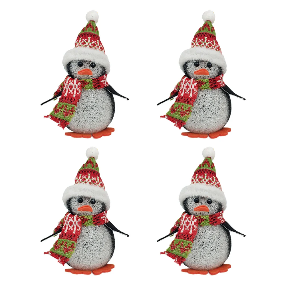 

4Pcs LED Colorful Penguin Night Light Soft Glow Cartoon Lamp for Bedroom Christmas Tree Desktop Decoration Snowman Light
